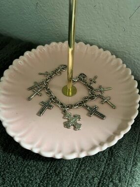 Artisan Silver Cross Charm Bracelet #JW7